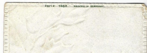 "Printed in Germany" on edge of postcard postcard printed in germany